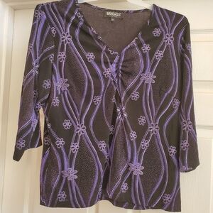 Womens Top 1X plus Briggs of New York Black and Purple